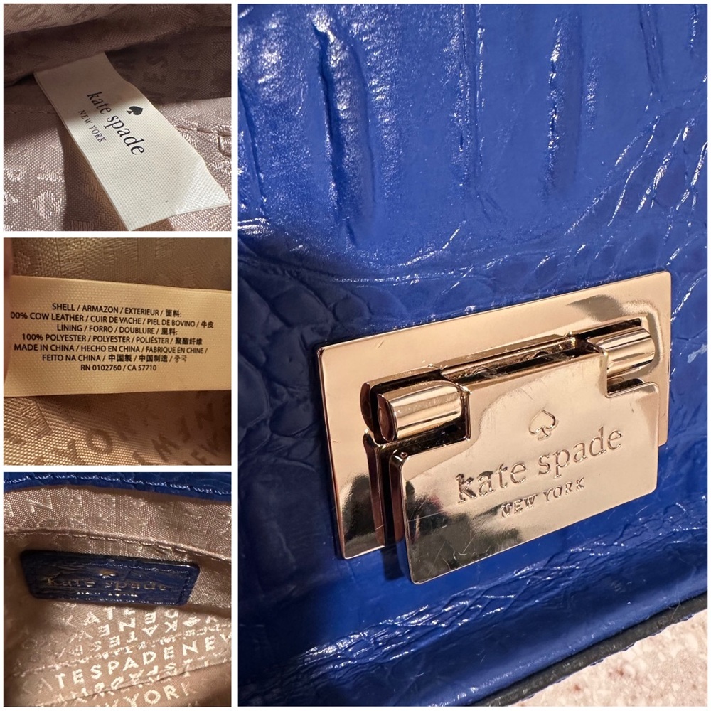Kate Spade New York Rialto Place Sally Crossbody Bag Blue Crocodile Embossed GUC - Picture 4 of 16